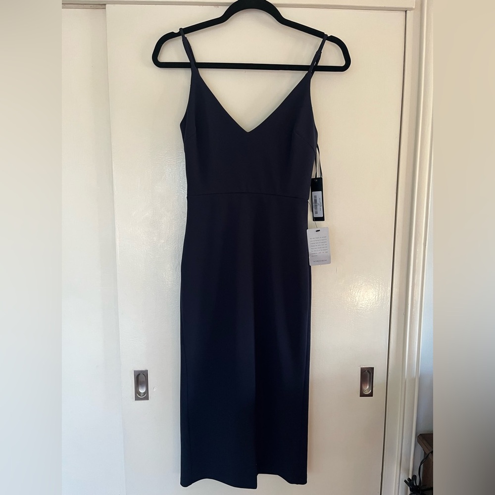 Women’s Lulus Navy Blue A-line Midi Dress. Size XS. NWT